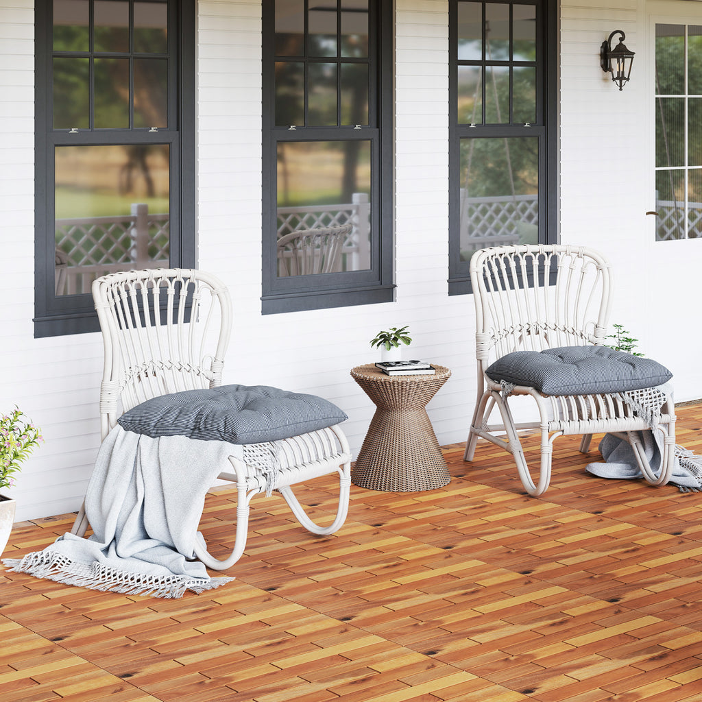 24 x 12 Inch 12 Pieces Acacia Wood Interlocking Deck Tiles with Waterproof Design-Natural