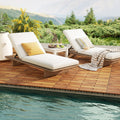 24 x 12 Inch 36 Pieces Acacia Wood Interlocking Deck Tiles with Waterproof Design-Natural