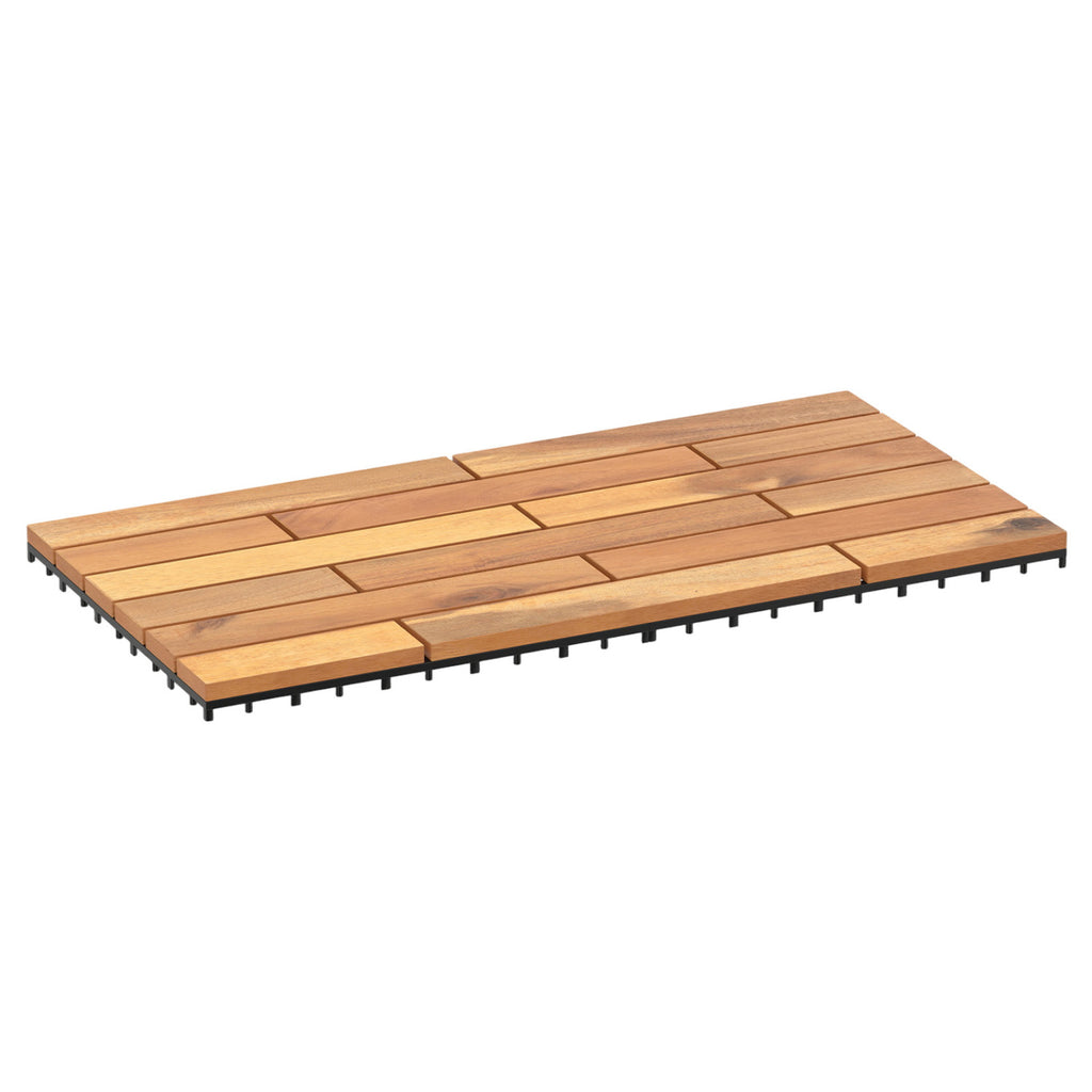 24 x 12 Inch 48 Pieces Acacia Wood Interlocking Deck Tiles with Waterproof Design-Natural