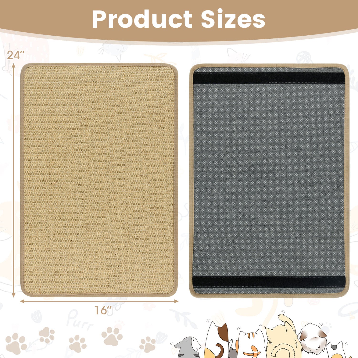 24 x 16 Inch 6-Piece Cat Scratcher Mat Set