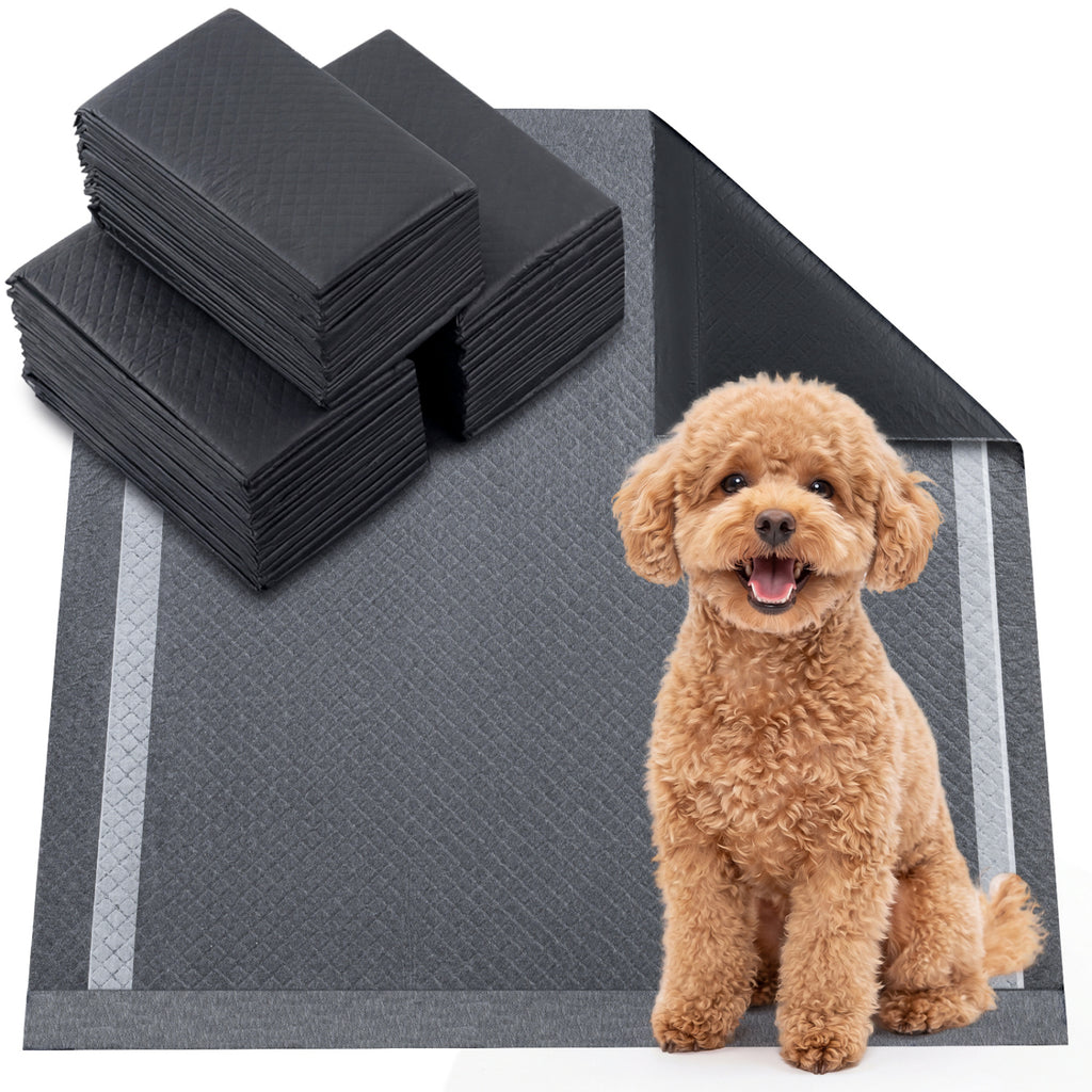 24" x 24" Charcoal Dog Pee Pads 6-Layer for Dogs-Black
