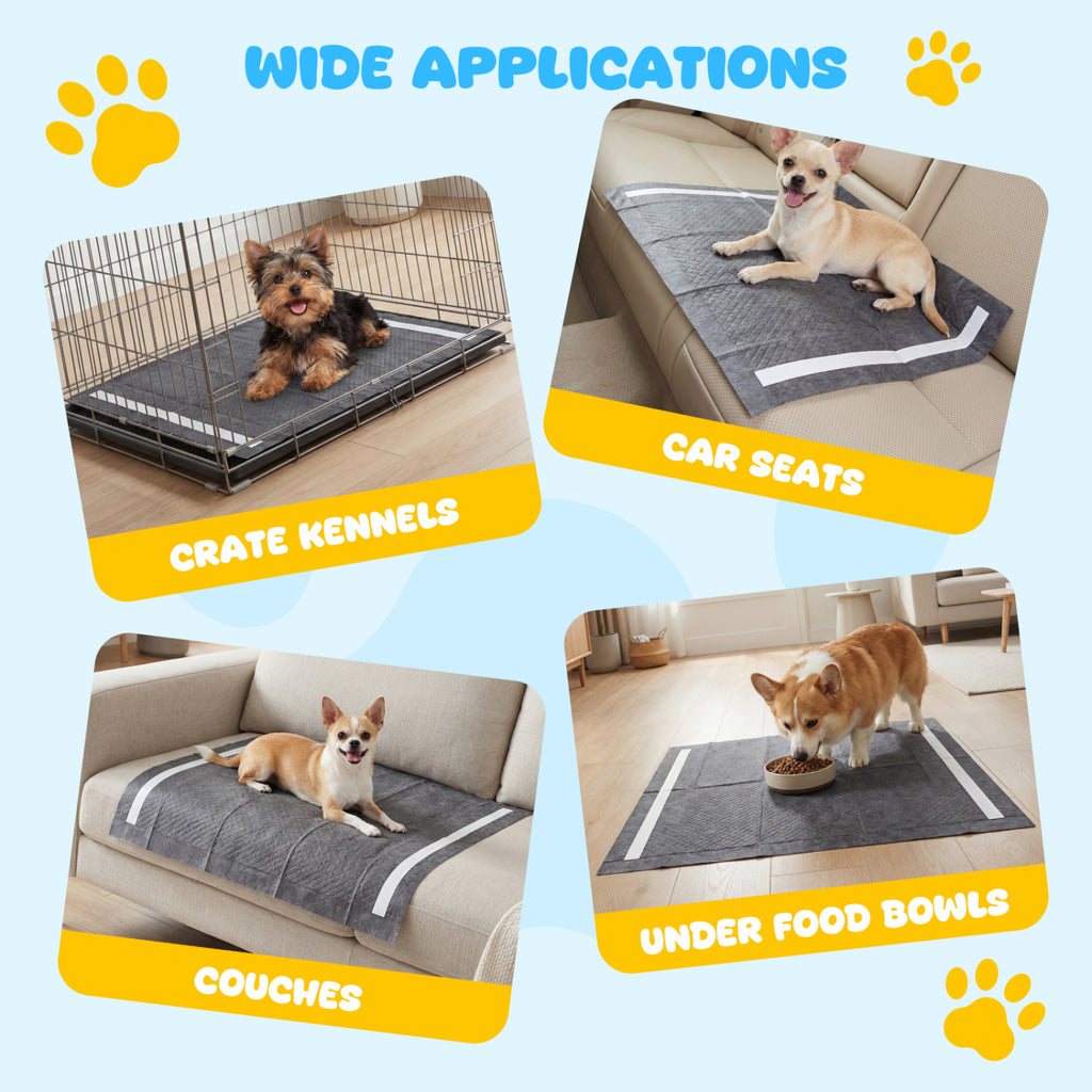 24" x 24" Charcoal Dog Pee Pads 6-Layer for Dogs-Black