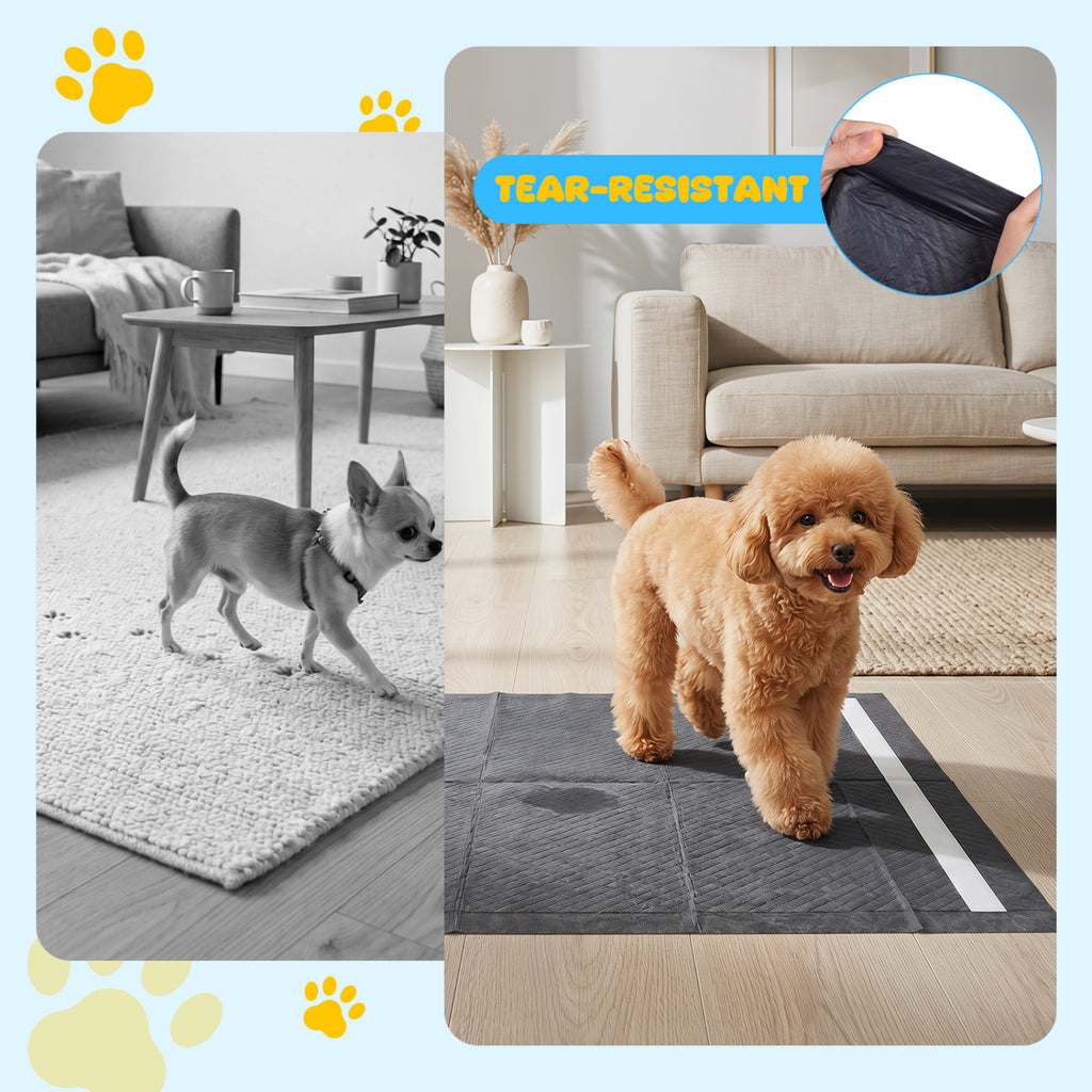 24" x 24" Charcoal Dog Pee Pads 6-Layer for Dogs-Black