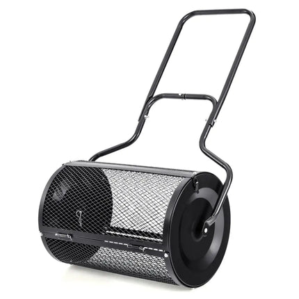 24cm Peat Moss Spreader with Upgrade Side Latches and U-shape Handle-Black - Black - Lawn Care Tools