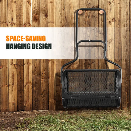 24cm Peat Moss Spreader with Upgrade Side Latches and U-shape Handle-Black - Black - Lawn Care Tools