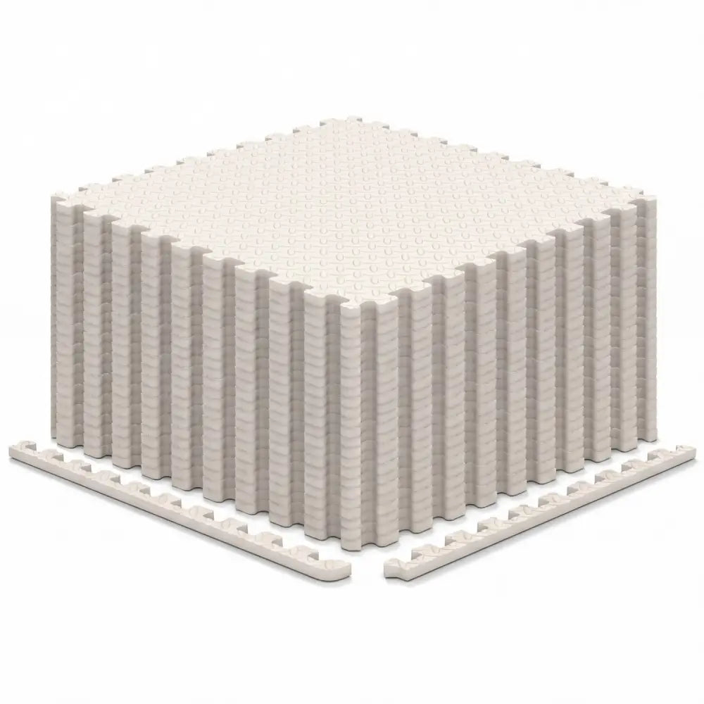 24Tiles 1/2’’ Puzzle Exercise Floor Mats-Beige - Beige - Yoga Accessories