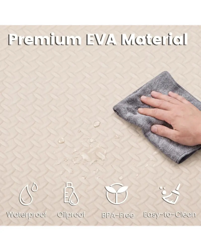 24Tiles 1/2’’ Puzzle Exercise Floor Mats-Beige - Beige - Yoga Accessories