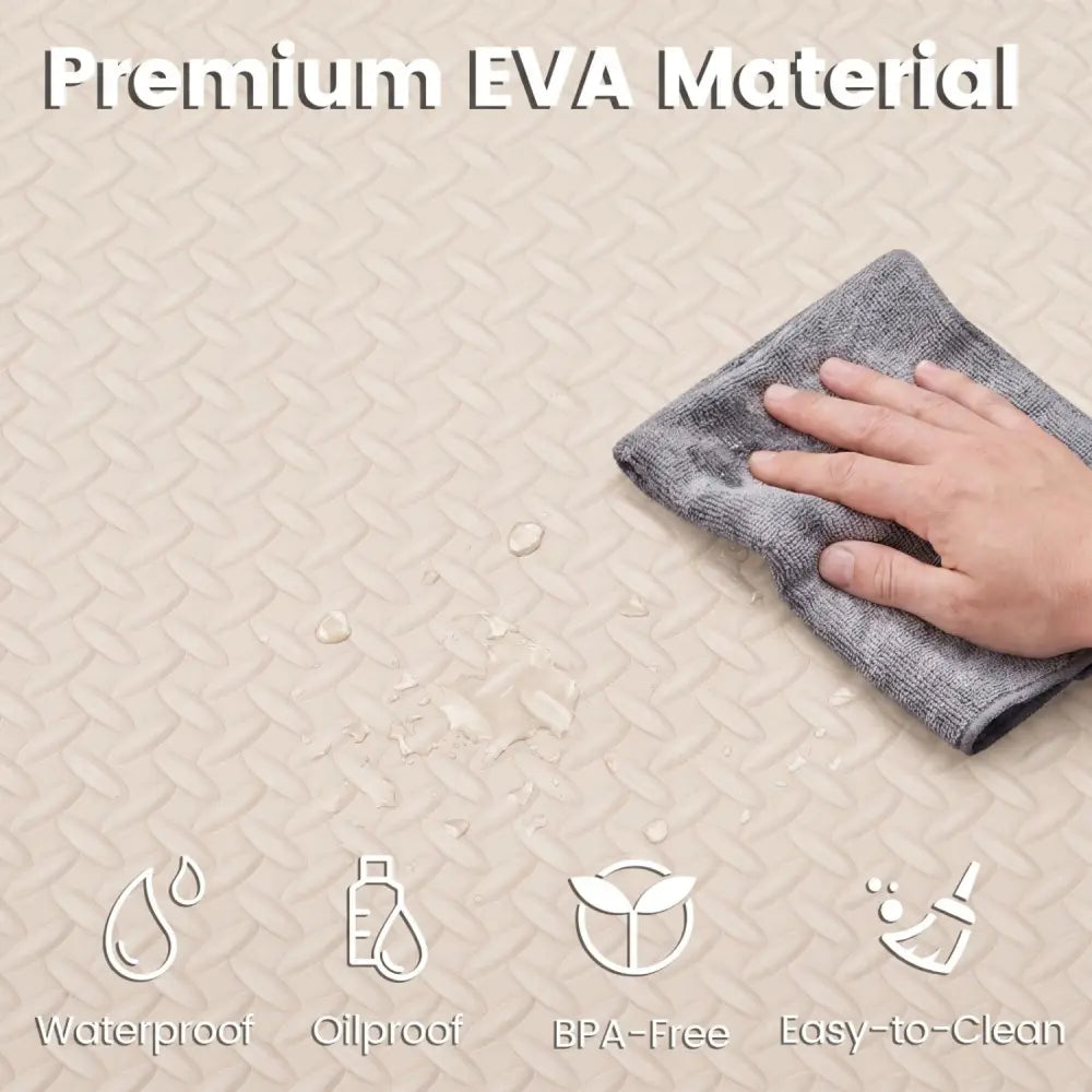 24Tiles 1/2’’ Puzzle Exercise Floor Mats-Beige - Beige - Yoga Accessories