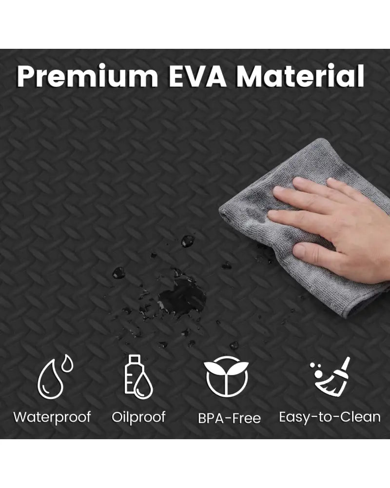 24Tiles 1/2’’ Puzzle Exercise Floor Mats-Black - Black - Yoga Accessories