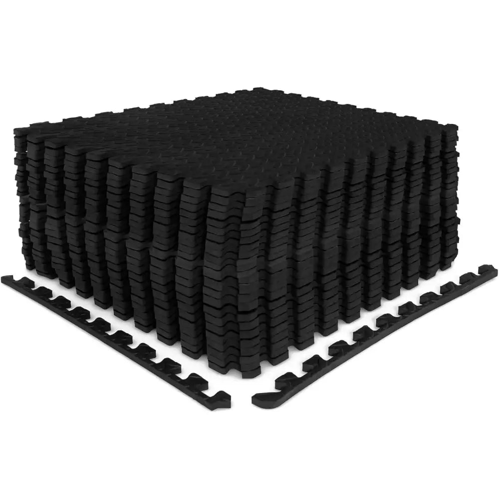 24Tiles 1/2’’ Puzzle Exercise Floor Mats-Black - Black - Yoga Accessories