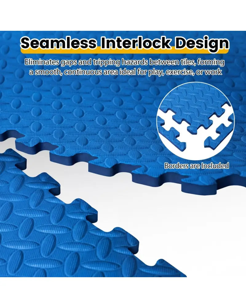 24Tiles 1/2’’ Puzzle Exercise Floor Mats-Blue - Blue - Yoga Accessories