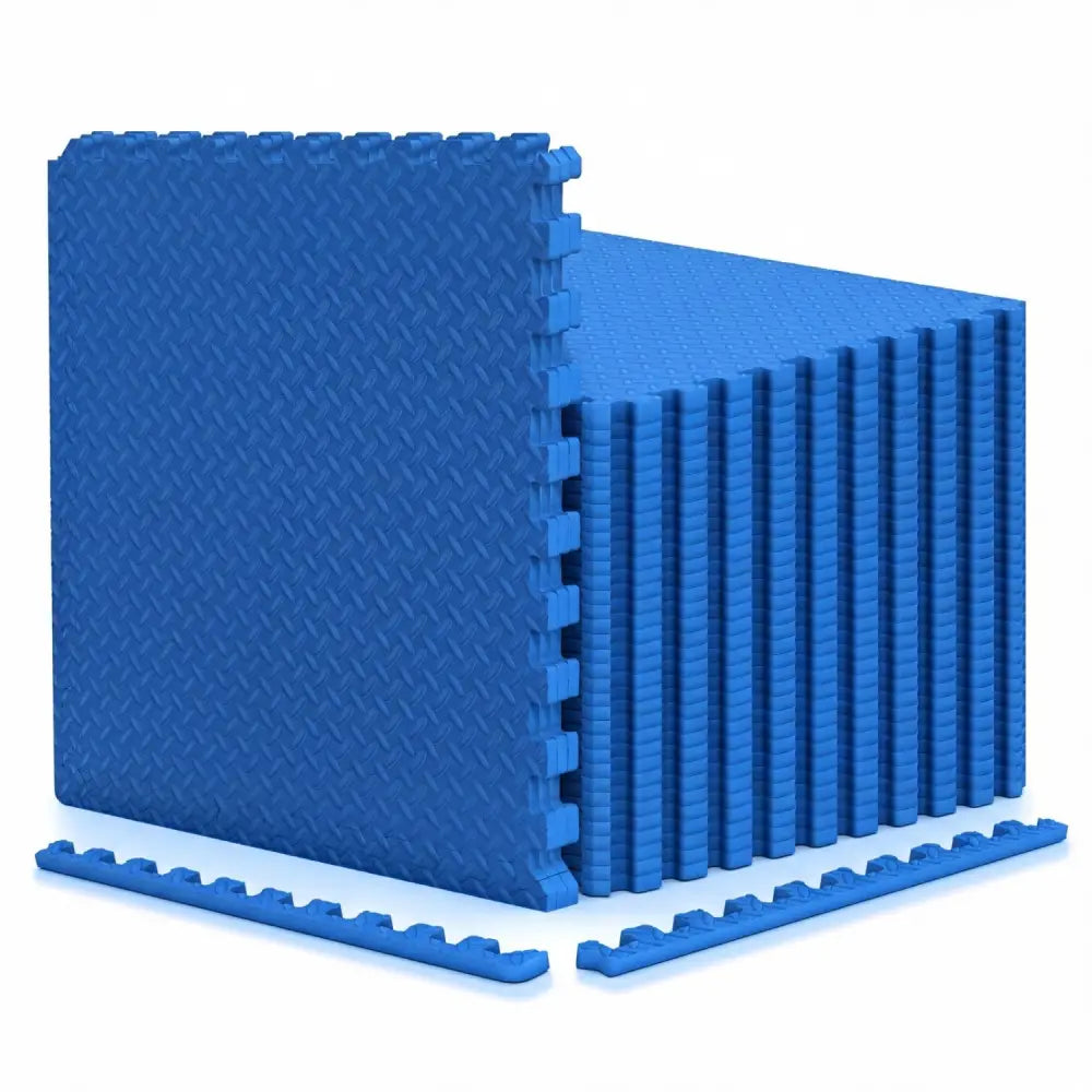 24Tiles 1/2’’ Puzzle Exercise Floor Mats-Blue - Blue - Yoga Accessories