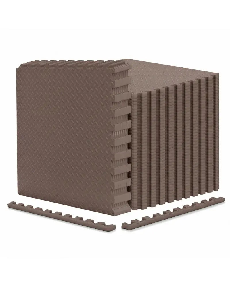 24Tiles 1/2’’ Puzzle Exercise Floor Mats-Brown - Brown - Yoga Accessories