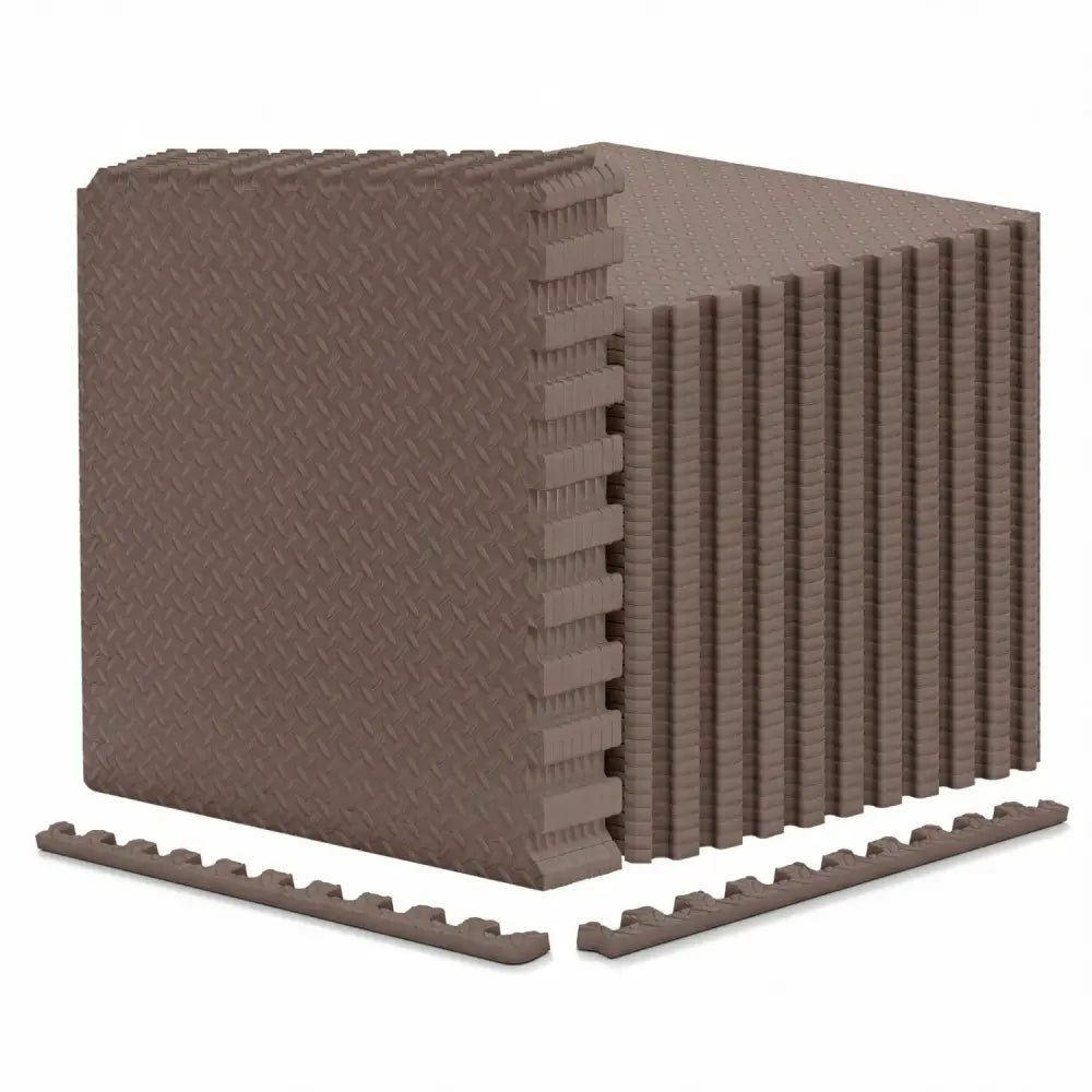 24Tiles 1/2’’ Puzzle Exercise Floor Mats-Brown - Brown - Yoga Accessories