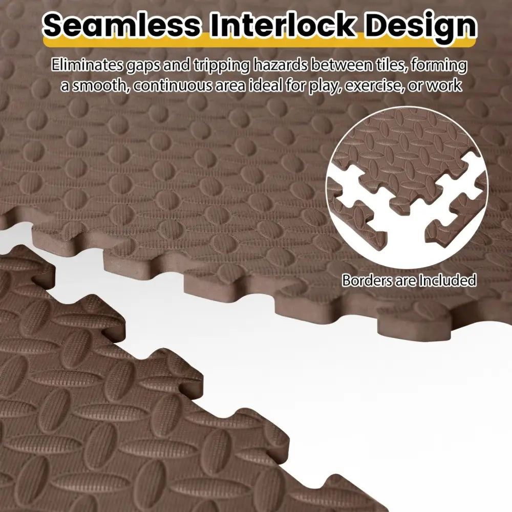 24Tiles 1/2’’ Puzzle Exercise Floor Mats-Brown - Brown - Yoga Accessories