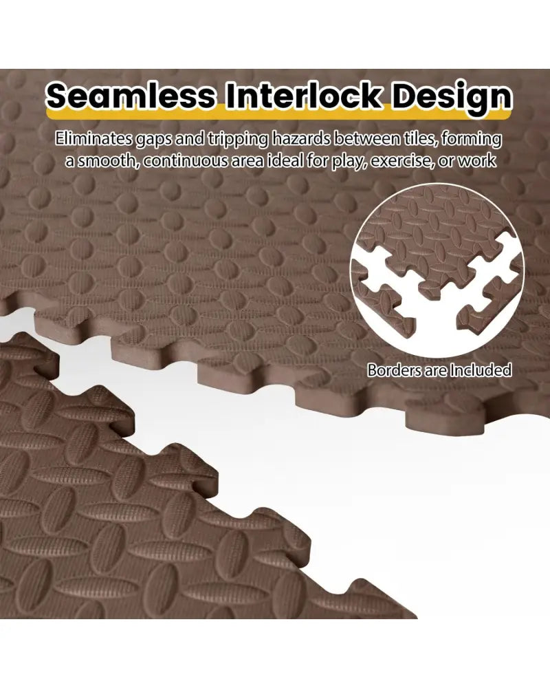 24Tiles 1/2’’ Puzzle Exercise Floor Mats-Brown - Brown - Yoga Accessories