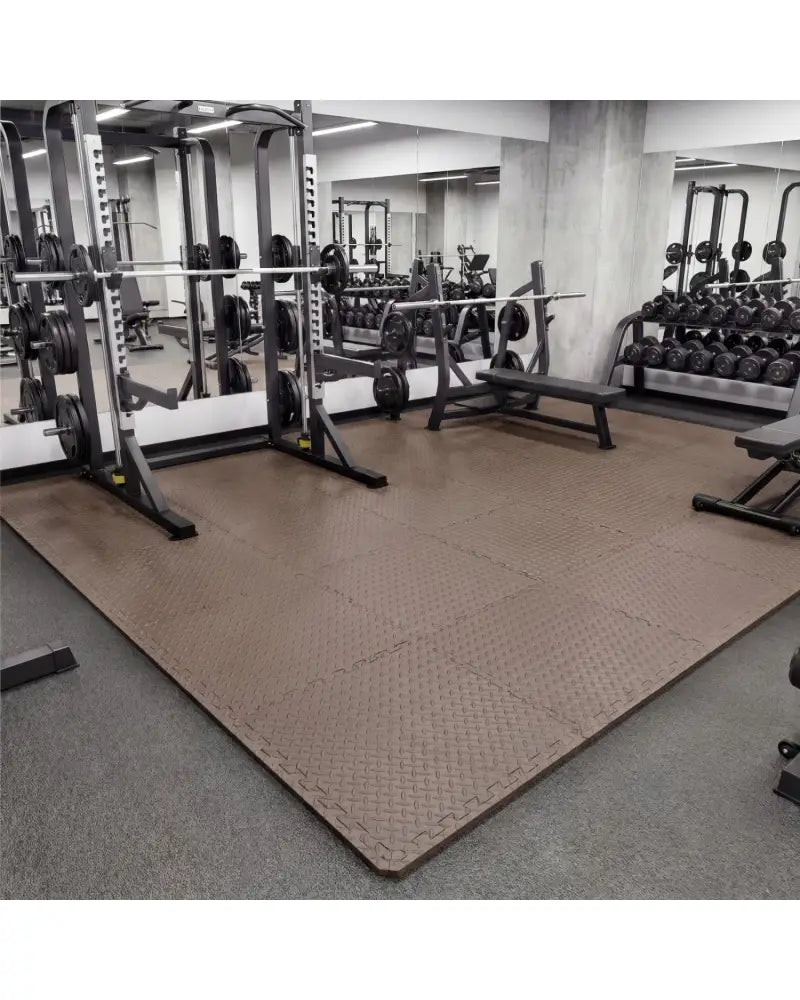 24Tiles 1/2’’ Puzzle Exercise Floor Mats-Brown - Brown - Yoga Accessories