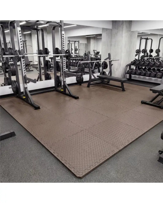24Tiles 1/2’’ Puzzle Exercise Floor Mats-Brown - Brown - Yoga Accessories