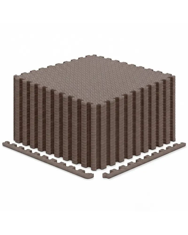 24Tiles 1/2’’ Puzzle Exercise Floor Mats-Brown - Brown - Yoga Accessories