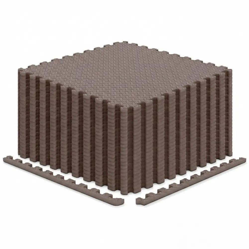 24Tiles 1/2’’ Puzzle Exercise Floor Mats-Brown - Brown - Yoga Accessories