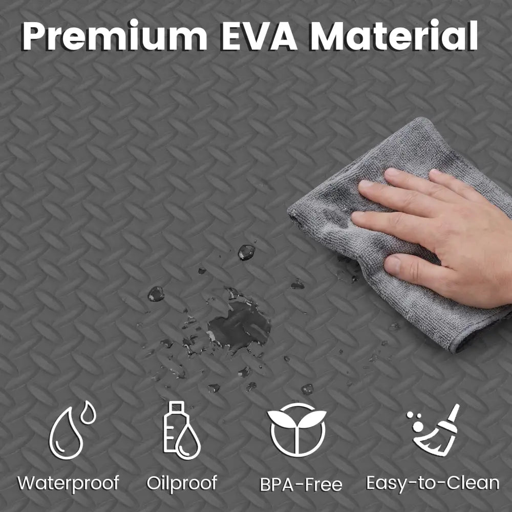 24Tiles 1/2’’ Puzzle Exercise Floor Mats-Gray - Gray - Yoga Accessories