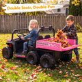 24V 2-Seater Kids Ride on Dump Truck 4WD with Electric Dump Bed and Lights-Pink - Pink - Powered Ride On Toys