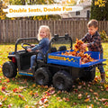 24V 2-Seater Kids Ride on Dump Truck 4WD with Electric Dump Bed and Lights-Navy - Navy - Powered Ride On Toys