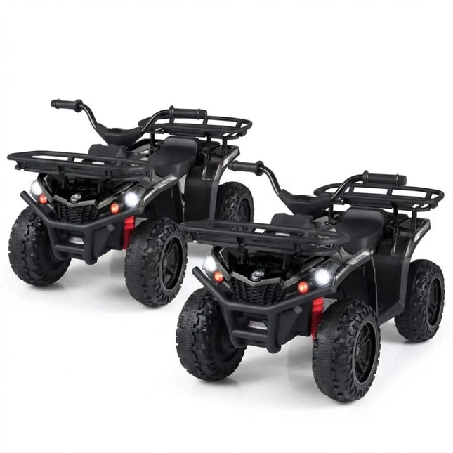 24V Electric Ride On Quad with LED Headlights - Black - 2 Pieces - Oasis Home Essentials