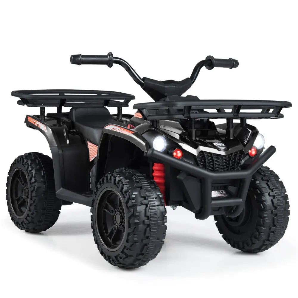 24V Electric Ride On Quad with LED Headlights-Black - Black - Powered Ride On Toys