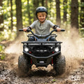 24V Electric Ride On Quad with LED Headlights-Black - Black - Powered Ride On Toys