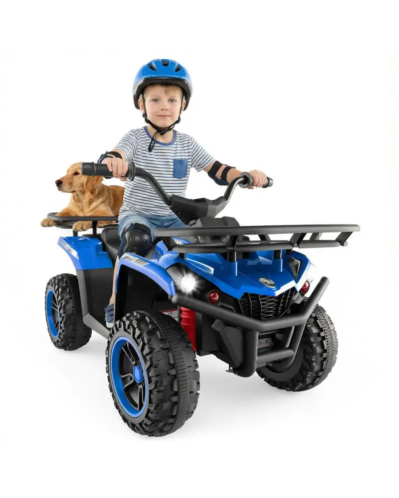 24V Electric Ride On Quad with LED Headlights-Blue - Blue - Powered Ride On Toys