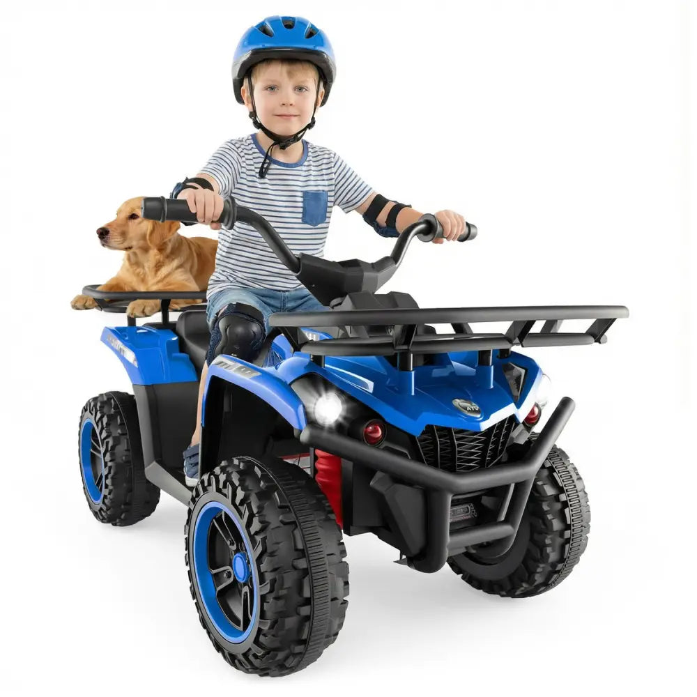 24V Electric Ride On Quad with LED Headlights-Blue - Blue - Powered Ride On Toys