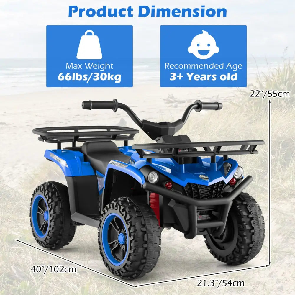 24V Electric Ride On Quad with LED Headlights-Blue - Blue - Powered Ride On Toys