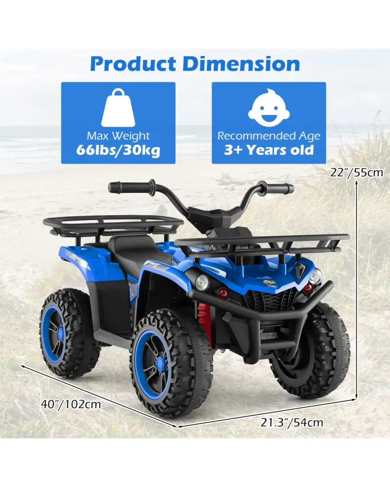 24V Electric Ride On Quad with LED Headlights-Blue - Blue - Powered Ride On Toys