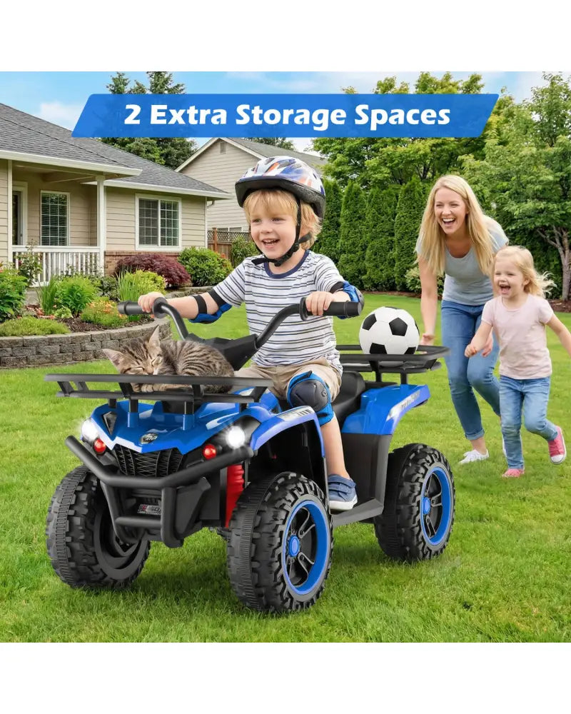 24V Electric Ride On Quad with LED Headlights-Blue - Blue - Powered Ride On Toys