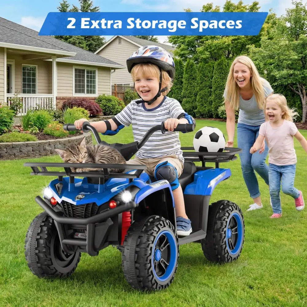 24V Electric Ride On Quad with LED Headlights-Blue - Blue - Powered Ride On Toys