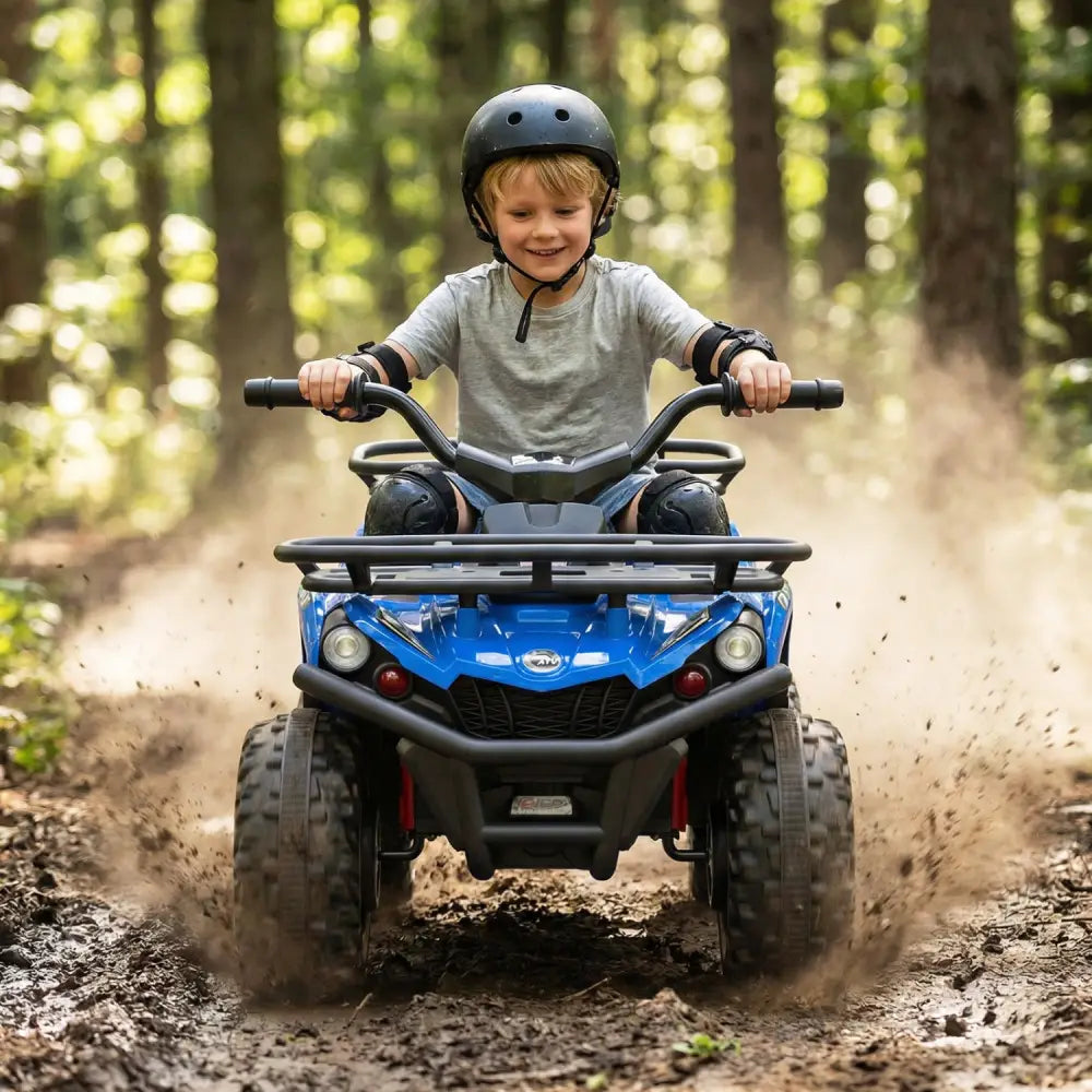 24V Electric Ride On Quad with LED Headlights-Blue - Blue - Powered Ride On Toys