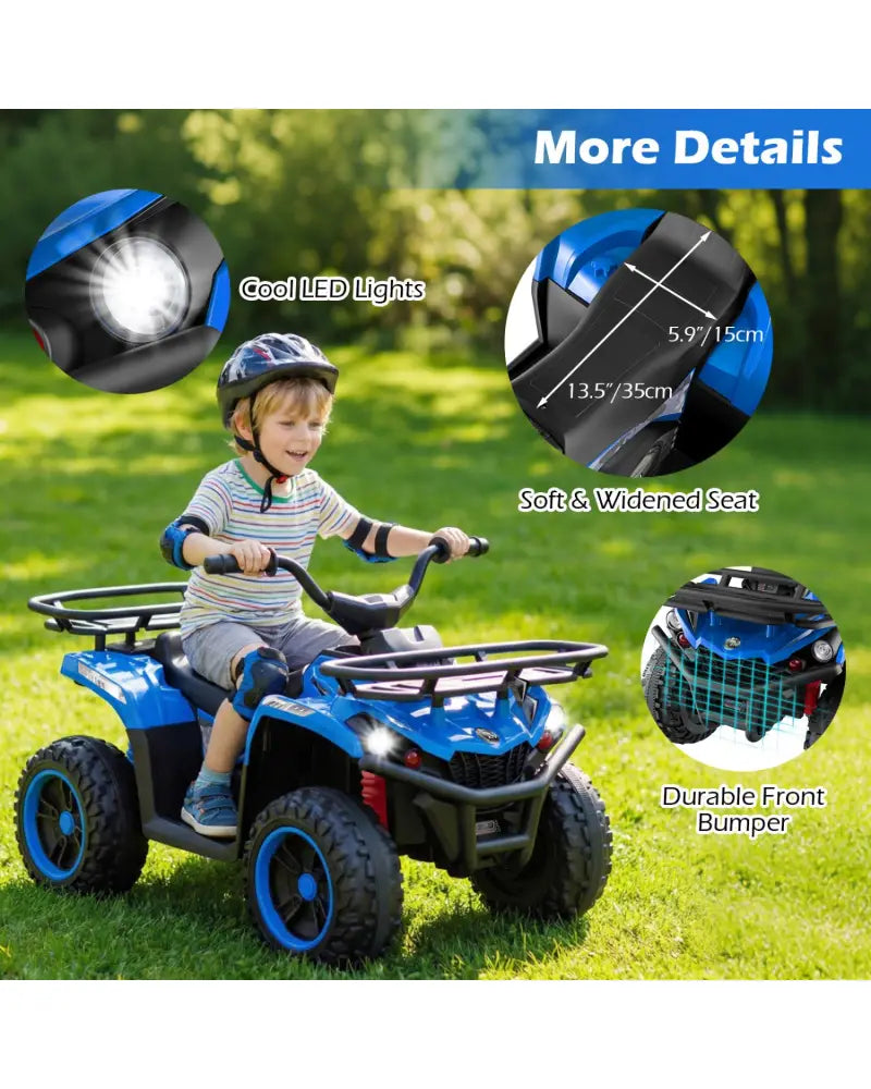 24V Electric Ride On Quad with LED Headlights-Blue - Blue - Powered Ride On Toys