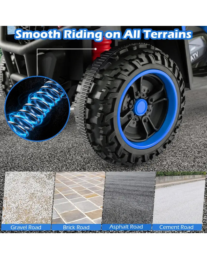 24V Electric Ride On Quad with LED Headlights-Blue - Blue - Powered Ride On Toys