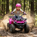 24V Electric Ride On Quad with LED Headlights-Pink - Pink - Powered Ride On Toys