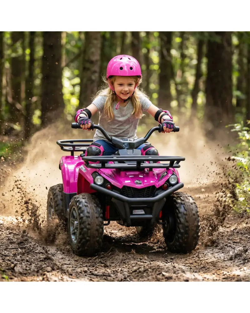 24V Electric Ride On Quad with LED Headlights-Pink - Pink - Powered Ride On Toys