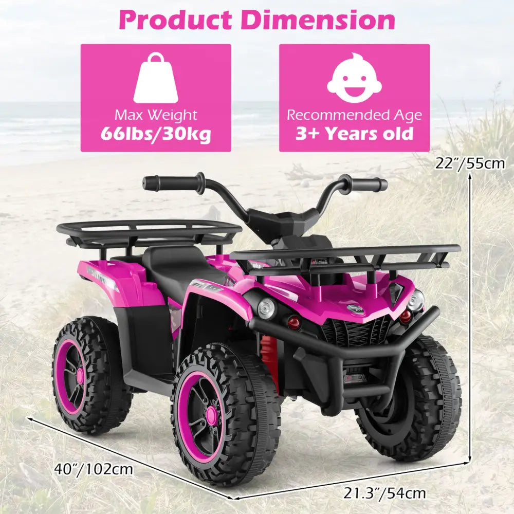 24V Electric Ride On Quad with LED Headlights-Pink - Pink - Powered Ride On Toys