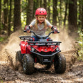 24V Electric Ride On Quad with LED Headlights-Red - Red - Powered Ride On Toys