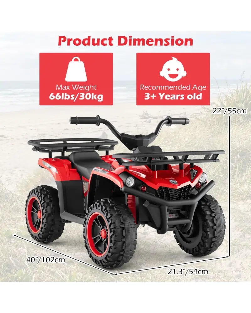 24V Electric Ride On Quad with LED Headlights-Red - Red - Powered Ride On Toys