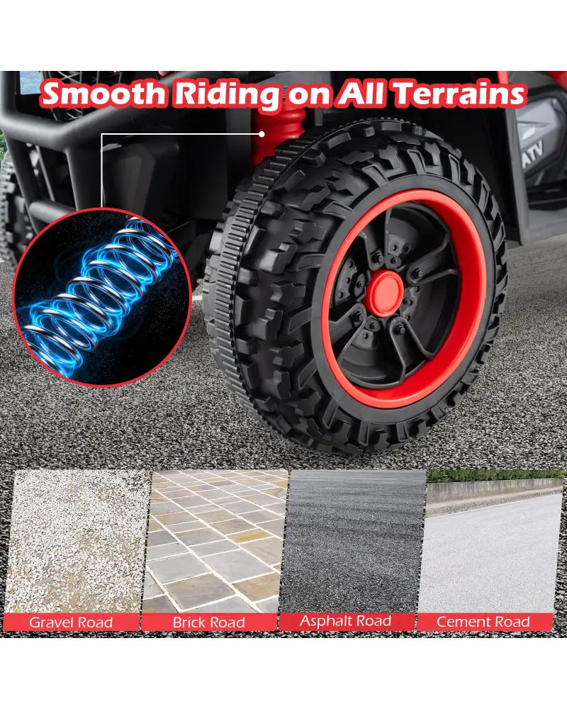 24V Electric Ride On Quad with LED Headlights-Red - Red - Powered Ride On Toys