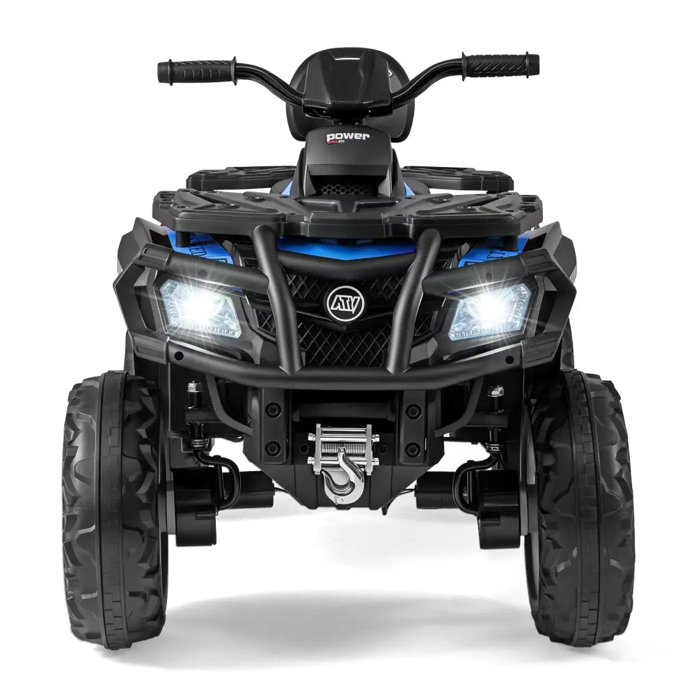 24V Kids ATV 2-Seater with 4 Motors with LED Lights and Music-Blue - Blue - Powered Ride On Toys