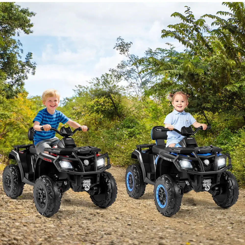 24V Kids ATV 2-Seater with 4 Motors with LED Lights and Music-Blue - Blue - Powered Ride On Toys