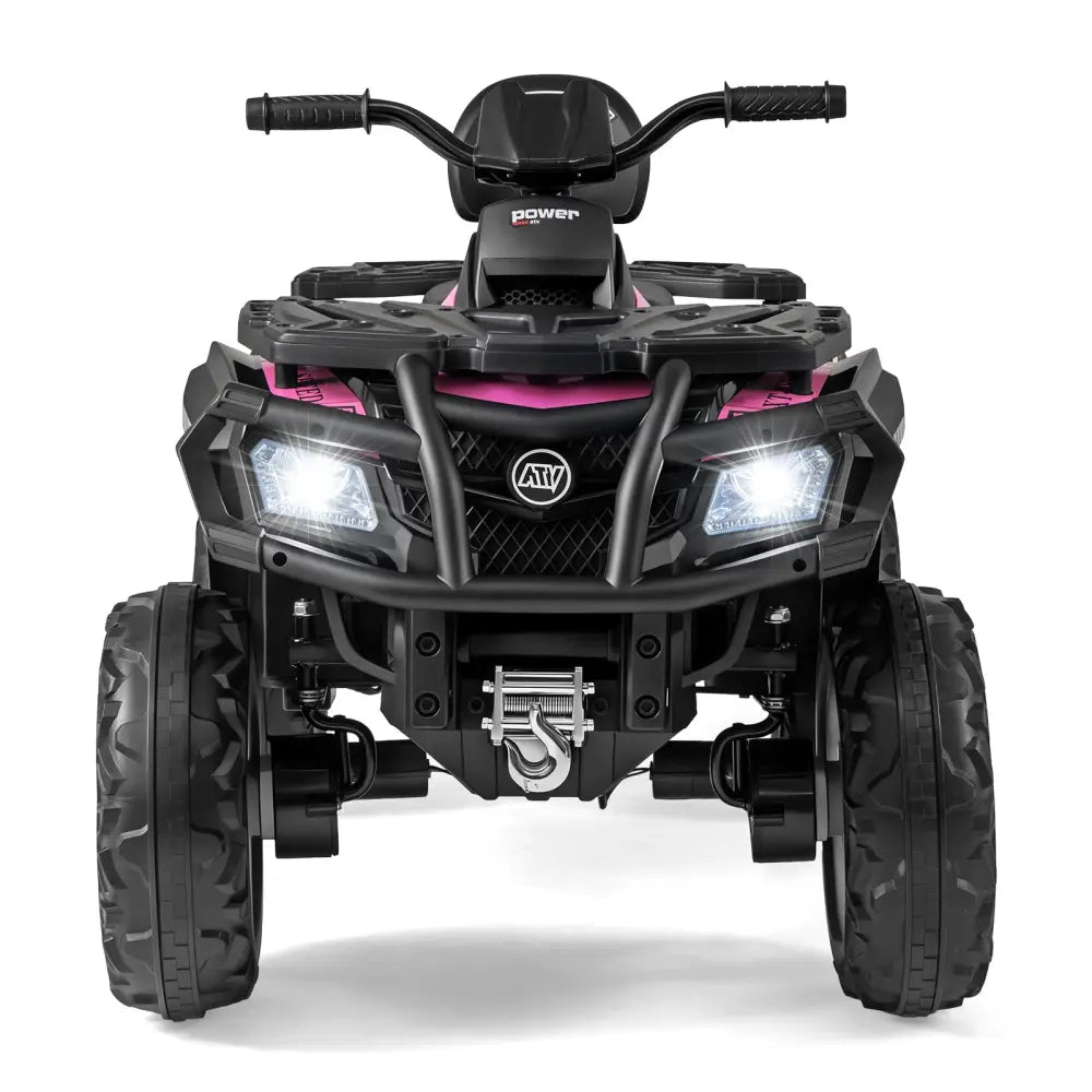 24V Kids ATV 2-Seater with 4 Motors with LED Lights and Music-Pink - Pink - Powered Ride On Toys