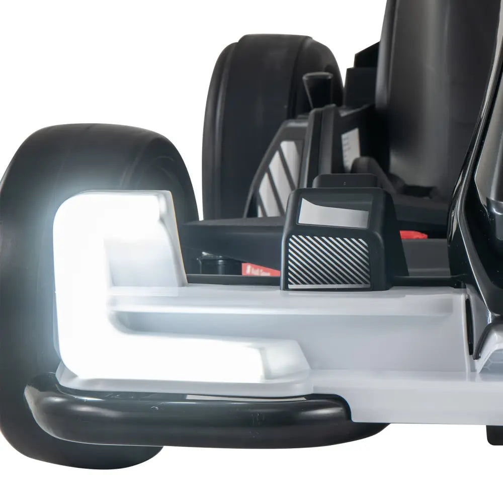 24V Kids Go Kart Licensed Audi Adjustable Ride on Racing Toy with Horn-Black & White - Black & White - Powered Ride