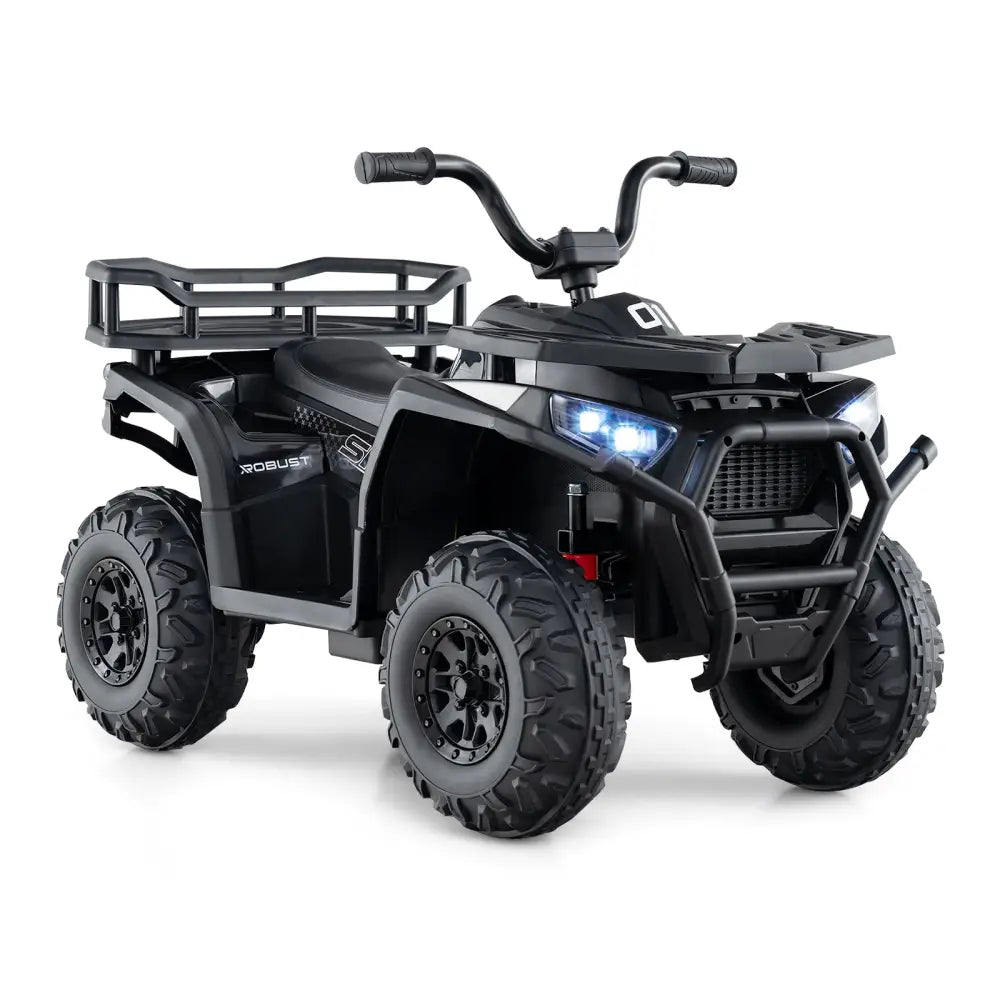 24V Kids Ride on Electric ATV Quad Car with Realistic Sounds and LED Lights-Black - Black - Powered Ride On Toys